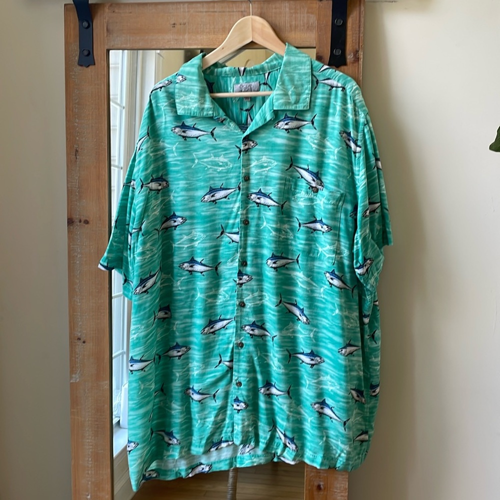 Ocean&Coast Tuna Print Camp Shirt Size 3XLT